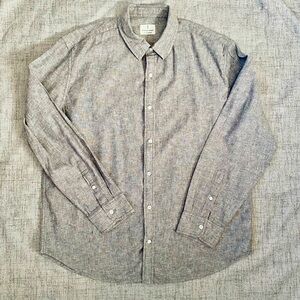 Mutual Weave Shirt Mens XL Linen Cotton‎ Button Down Casual Gray